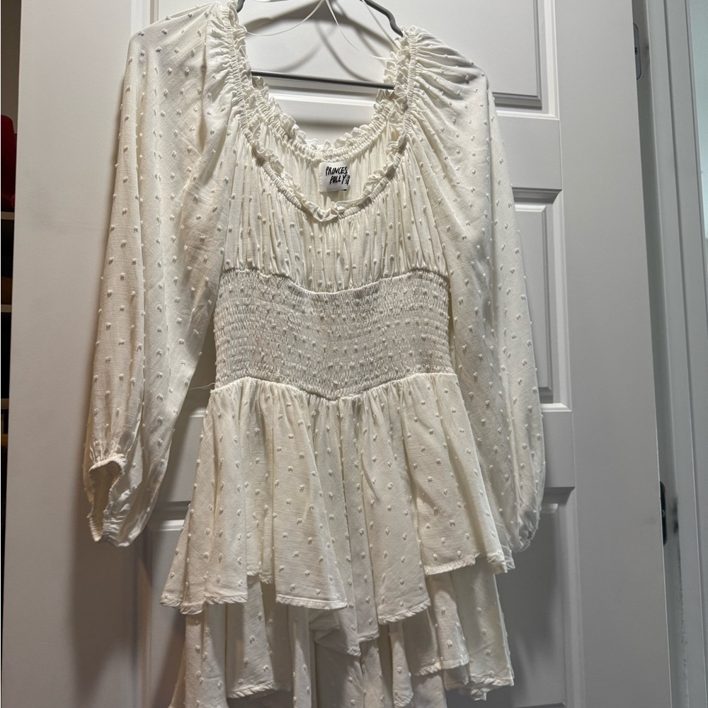 White Off-Shoulder Ruffle Romper - Picture 5 of 5
